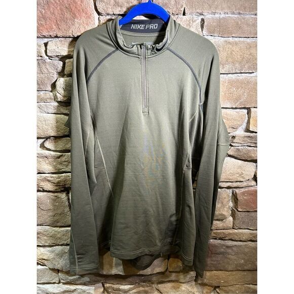 Men’s L - Nike‎ Pro Dri-Fit Green Ling Sleeve Workout Long sleeve Shirt - Picture 1 of 7